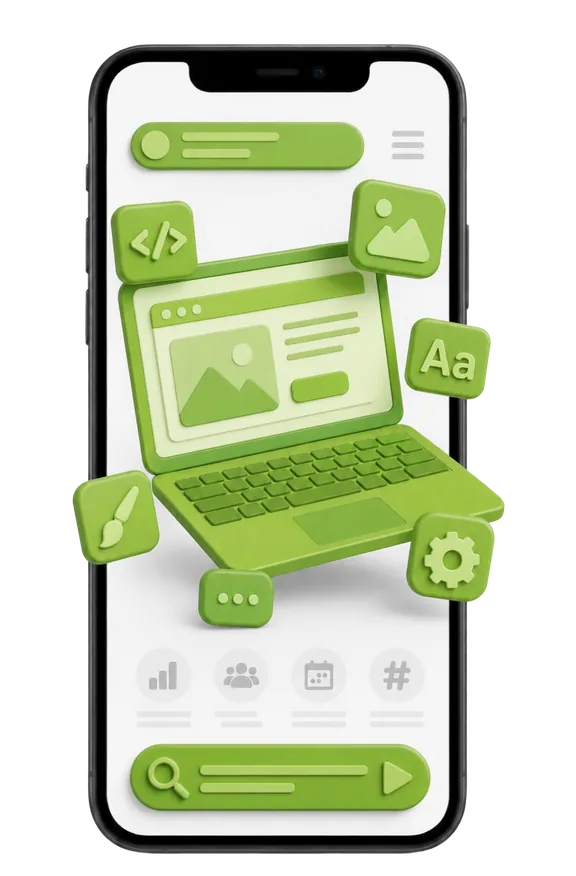 Illustration mobile du processus de conception de site web